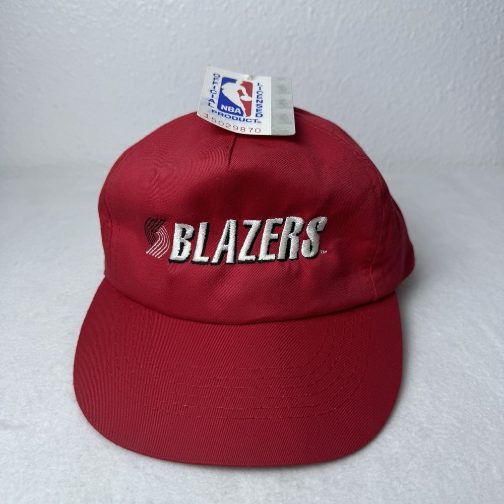 Vintage 90s Portland Trail Blazers Snapback NBA Hat Universal Cap Red Adjustable